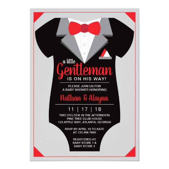 Little Gentleman Baby Shower Invitation, Tuxedo Invitation ...