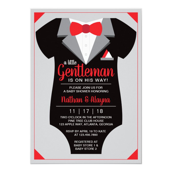 tuxedo baby shower invitations