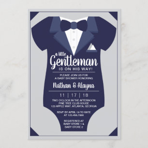 Little Gentleman Baby Shower Invitation, Tuxedo Invitation