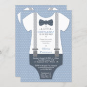 Little Gentleman Baby Shower Invite, Blue, Gray Invitation (Front/Back)