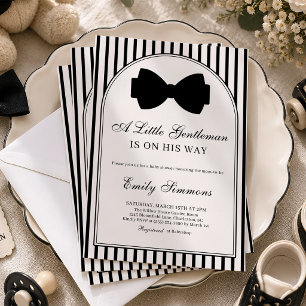 Little Gentleman Black Bow Tie Baby Shower Invitation