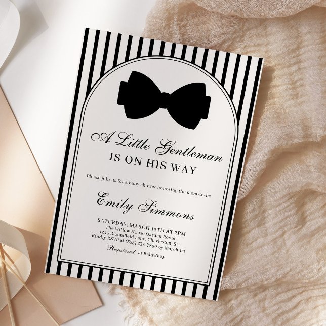 Little Gentleman Bow Tie Baby Shower Invitation (Creator Uploaded)