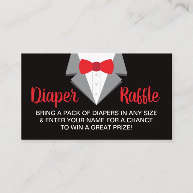 Little Gentleman Diaper Raffle Ticket, Tuxedo Business Card (Front)