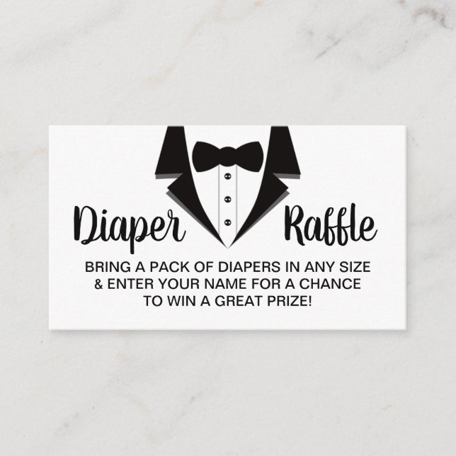 Little Gentleman Diaper Raffle Ticket, Tuxedo Business Card (Front)