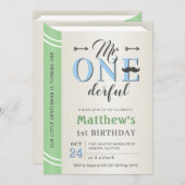 Little Gentleman Mr Onederful 1st First Birthday Invitation (Front/Back)