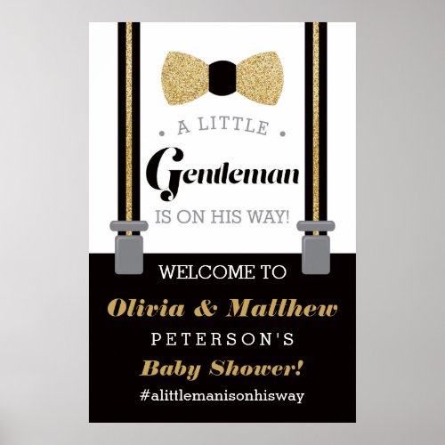 Little Gentleman Welcome Sign Poster Baby Shower