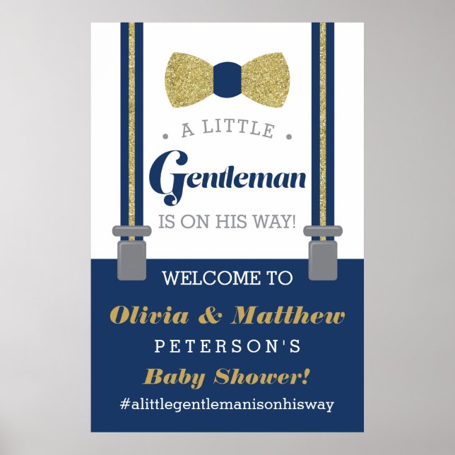 Little Gentleman Welcome Sign Poster, Faux Glitter (Front)