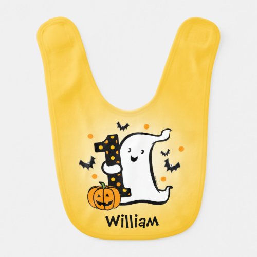 Little Ghost 1st Birthday Baby Bib