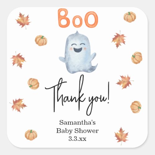 Little ghost _ baby shower thank you square sticker