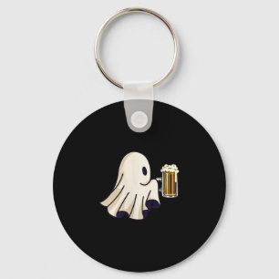 Little Ghost Drinking Beer Funny Halloween Costume Keychain