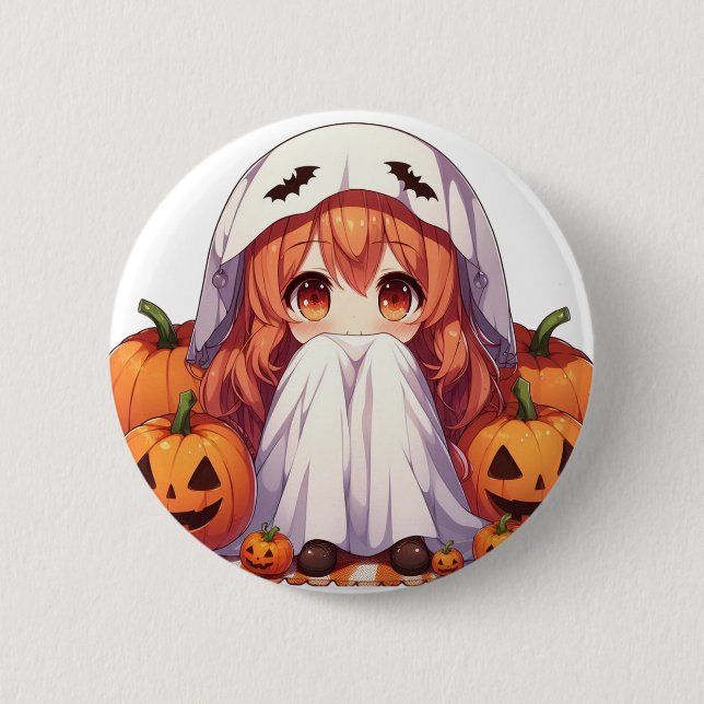 Little ghost for Halloween Button (Front)