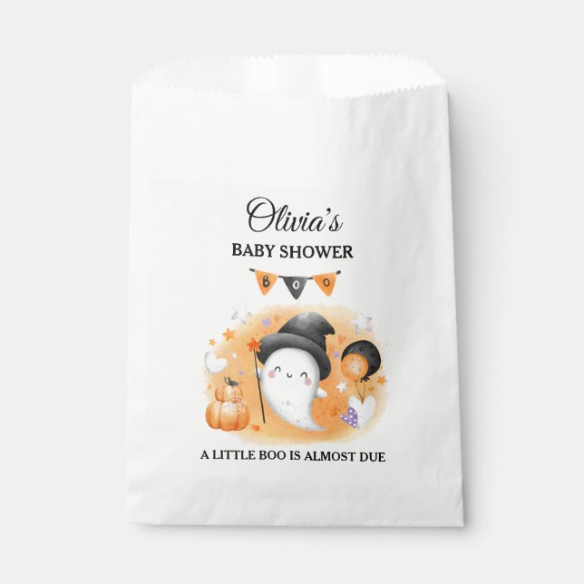 Little Ghost Girl Halloween Baby Shower Favor Bags (Front)