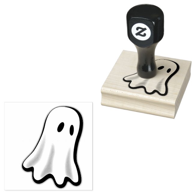 Little Ghost Halloween Design Wooden Stamp