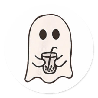 Little Ghost Ice Coffee Halloween Costume  Classic Round Sticker