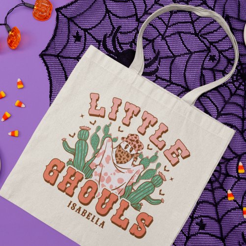Little Ghouls Halloween Ghost Personalized Name Tote Bag