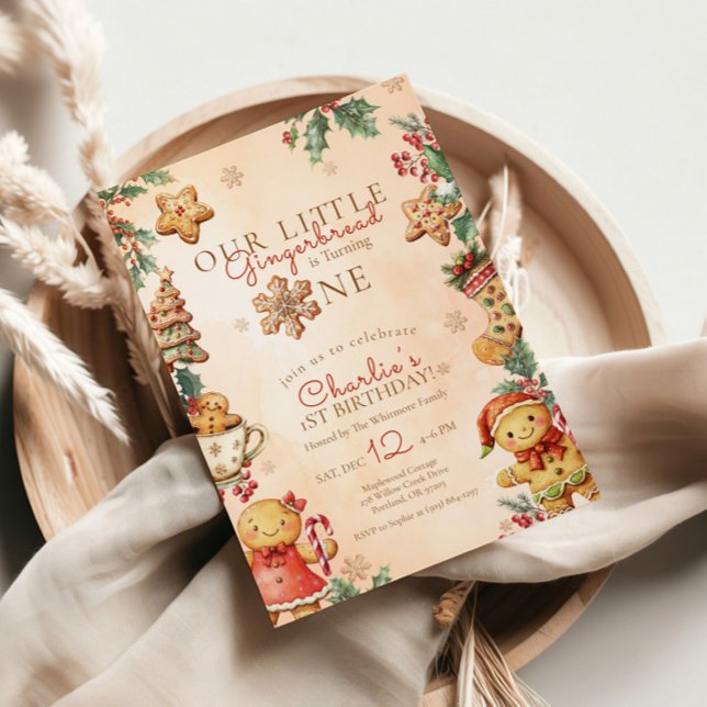 Little Gingerbread Christmas 1st Birthday Invitation (Creator Uploaded)