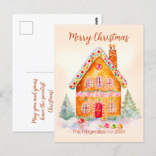 Little Gingerbread House Vintage Christmas Postcard