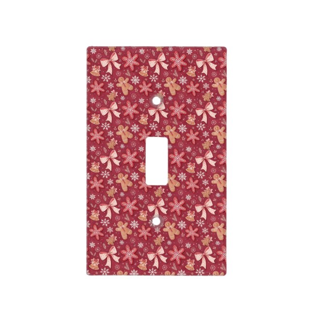 Little Gingerbread Man & Ribbon Bows Light Switch Cover (Front)