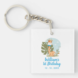 Little Giraffe (Boy Safari Animal) Birthday Keychain