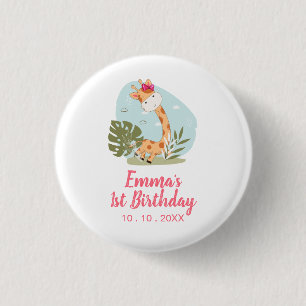 Little Giraffe (Girl Safari Animal) Birthday Button