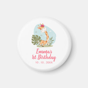 Little Giraffe (Girl Safari Animal) Birthday Magnet
