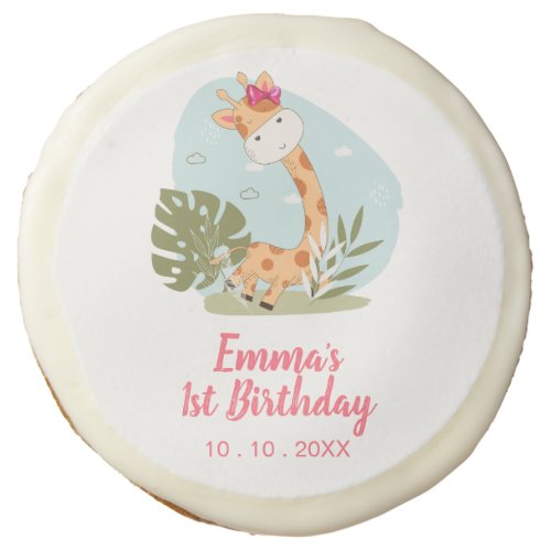 Little Giraffe Girl Safari Animal Birthday Sugar Cookie