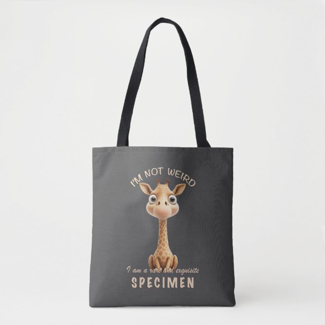 Little Giraffe I'm Not Weird I'm Rare Cute Funny Tote Bag (Front)
