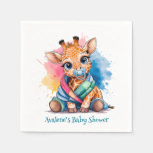 Little Giraffe Pacifier and Blanket Baby Shower Napkins