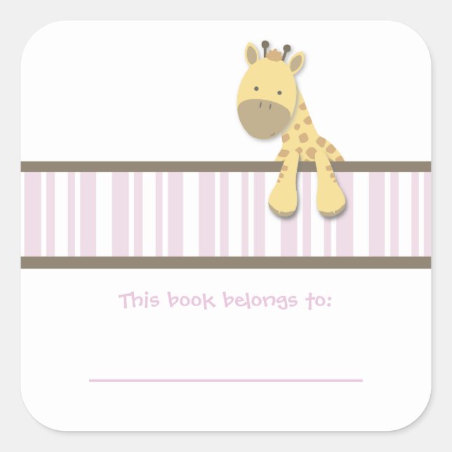 Little Giraffe {Pink} | Bookplates (Front)