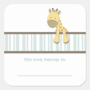 Little Giraffe {Teal} Bookplates
