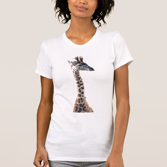 "Little Giraffe" Wildlife Animal Watercolor T-Shirt (Front)