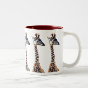 "Little Giraffe" Wildlife Animal Watercolor Two-Tone Coffee Mug