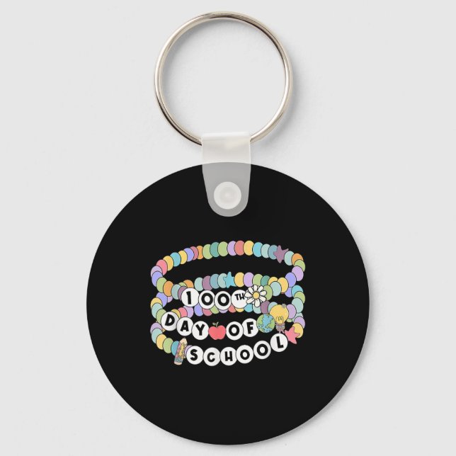 Little Girl 100 Days Of School Friendship Bracelet Keychain (Front)
