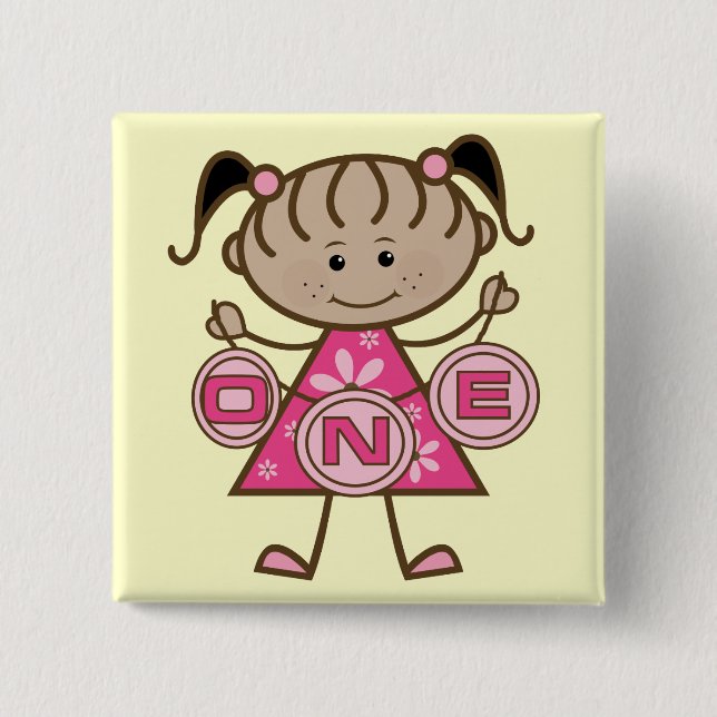 Little Girl 1st Birthday T-shirts and Gifts Pinback Button (Front)