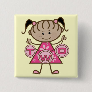 Little Girl 2nd Birthday T-shirts and Gifts Button