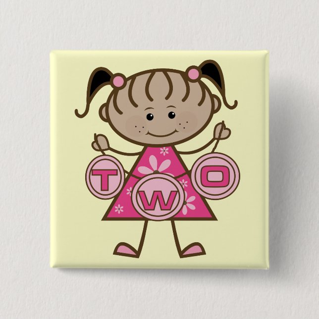 Little Girl 2nd Birthday T-shirts and Gifts Button (Front)