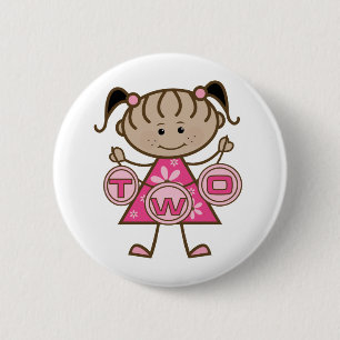 Little Girl 2nd Birthday T-shirts and Gifts Button