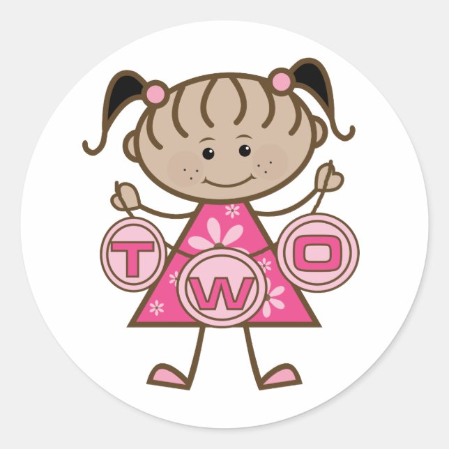 Little Girl 2nd Birthday T-shirts and Gifts Classic Round Sticker (Front)