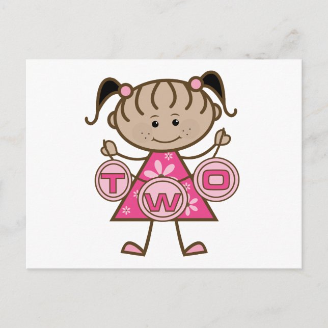 Little Girl 2nd Birthday T-shirts and Gifts Postcard (Front)