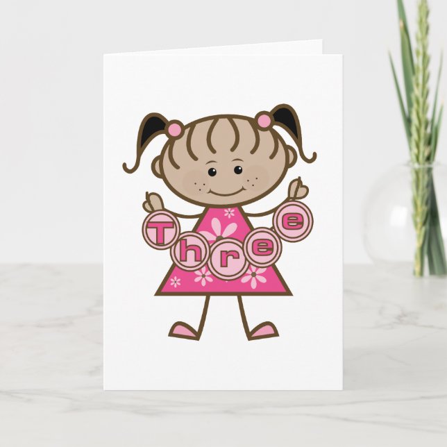 Little Girl 3rd Birthday Tshirts and Gifts Card (Front)