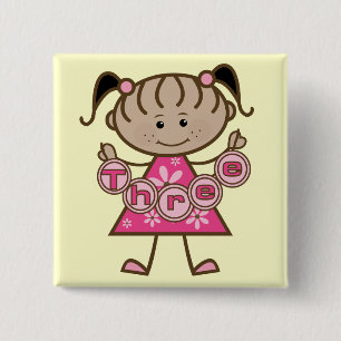 Little Girl 3rd Birthday Tshirts and Gifts Pinback Button