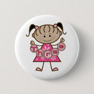 Little Girl 3rd Birthday Tshirts and Gifts Pinback Button