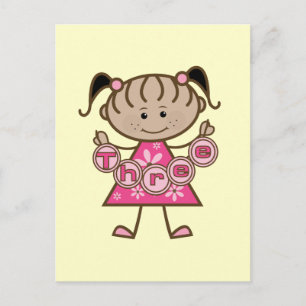 Little Girl 3rd Birthday Tshirts and Gifts Postcard