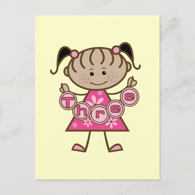 Little Girl 3rd Birthday Tshirts and Gifts Postcard (Front)