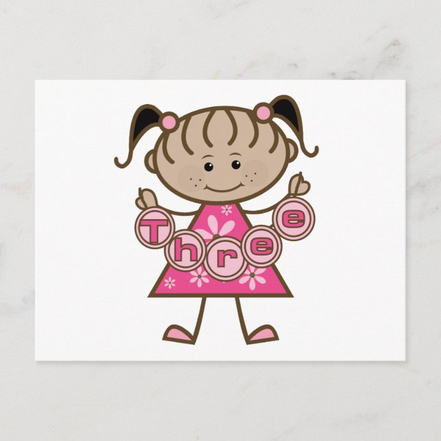 Little Girl 3rd Birthday Tshirts and Gifts Postcard (Front)