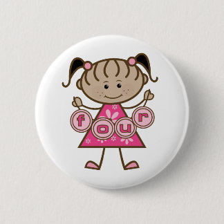 Little Girl 4th Birthday Tshirts and Gifts Button