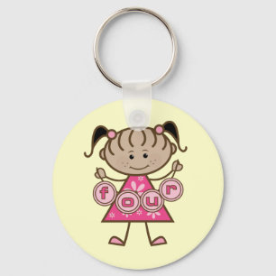 Little Girl 4th Birthday Tshirts and Gifts Keychain