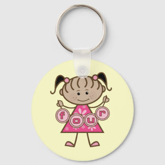 Little Girl 4th Birthday Tshirts and Gifts Keychain