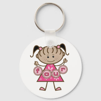 Little Girl 4th Birthday Tshirts and Gifts Keychain