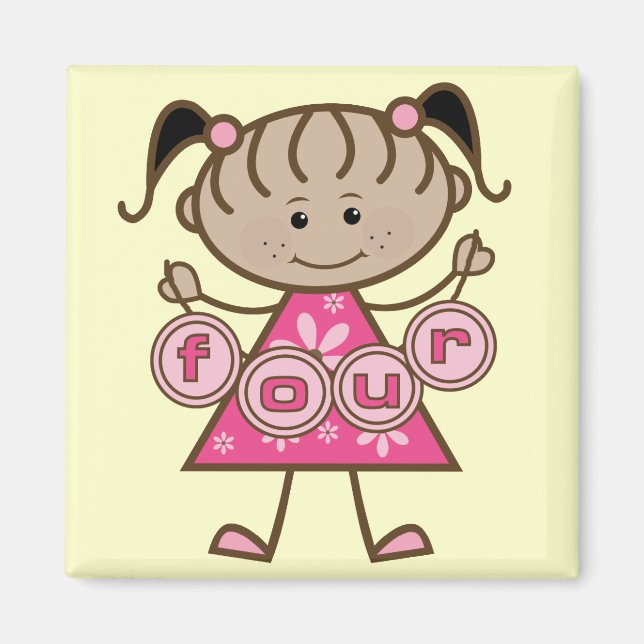 Little Girl 4th Birthday Tshirts and Gifts Magnet (Front)